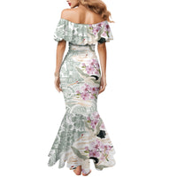 Personalized Japanese Shirasagi Bird Family Matching Mermaid Dress and Hawaiian Shirt Sakura and Hibiscus Polynesian Pattern LT9 - Polynesian Pride