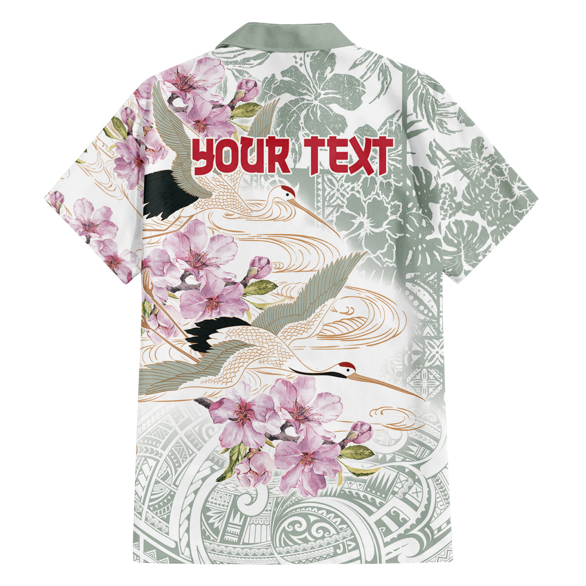 Personalized Japanese Shirasagi Bird Family Matching Puletasi and Hawaiian Shirt Sakura and Hibiscus Polynesian Pattern LT9 - Polynesian Pride