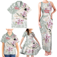 Personalized Japanese Shirasagi Bird Family Matching Tank Maxi Dress and Hawaiian Shirt Sakura and Hibiscus Polynesian Pattern LT9 - Polynesian Pride
