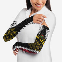 Halo Vanuatu Pride Arm Sleeves Vanuatuan Sand Drawing Pattern - Polynesian Pride