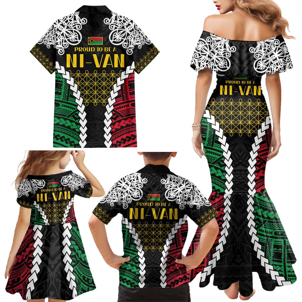Halo Vanuatu Pride Family Matching Mermaid Dress and Hawaiian Shirt Vanuatuan Sand Drawing Pattern LT9 - Polynesian Pride