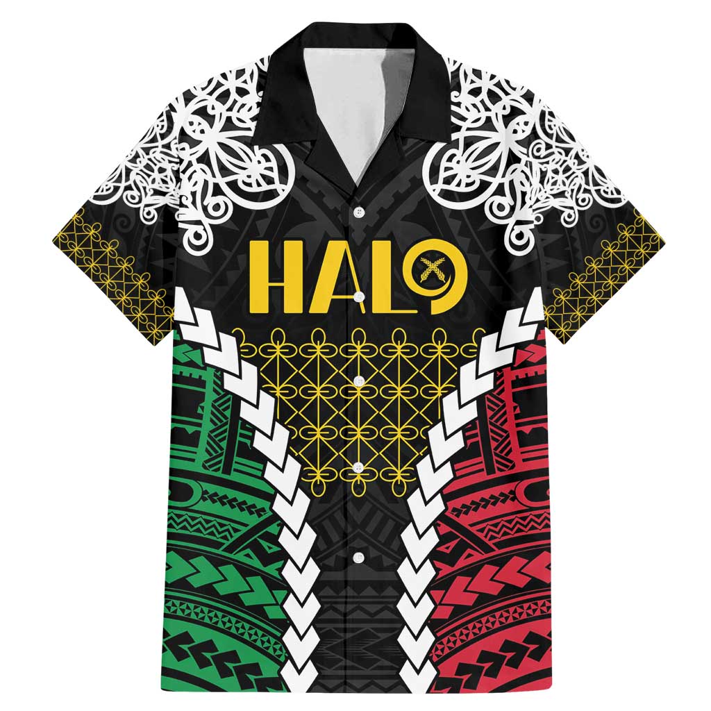 Halo Vanuatu Pride Family Matching Mermaid Dress and Hawaiian Shirt Vanuatuan Sand Drawing Pattern LT9 Dad's Shirt - Short Sleeve Black - Polynesian Pride