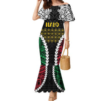 Halo Vanuatu Pride Family Matching Mermaid Dress and Hawaiian Shirt Vanuatuan Sand Drawing Pattern LT9 Mom's Dress Black - Polynesian Pride