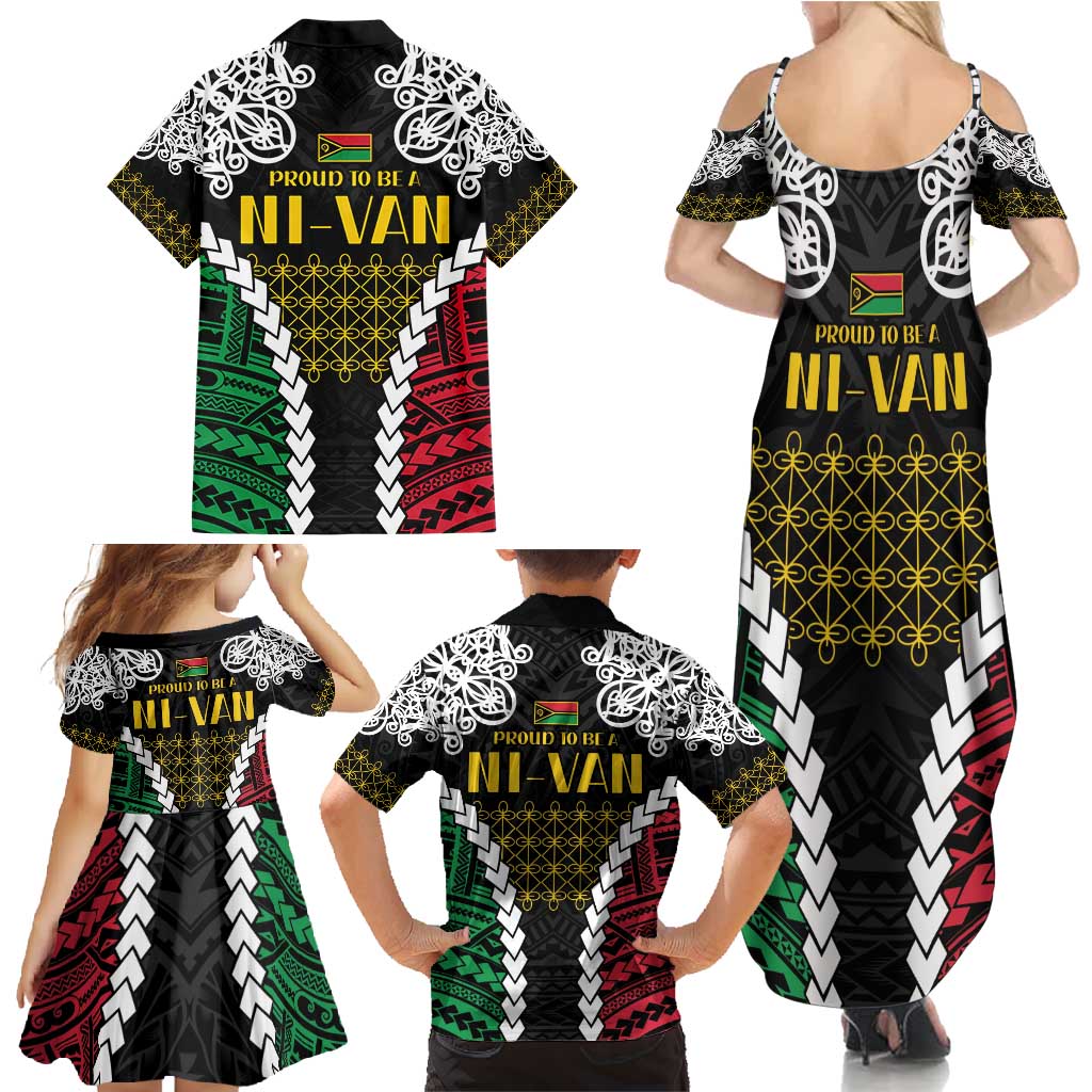Halo Vanuatu Pride Family Matching Summer Maxi Dress and Hawaiian Shirt Vanuatuan Sand Drawing Pattern LT9 - Polynesian Pride
