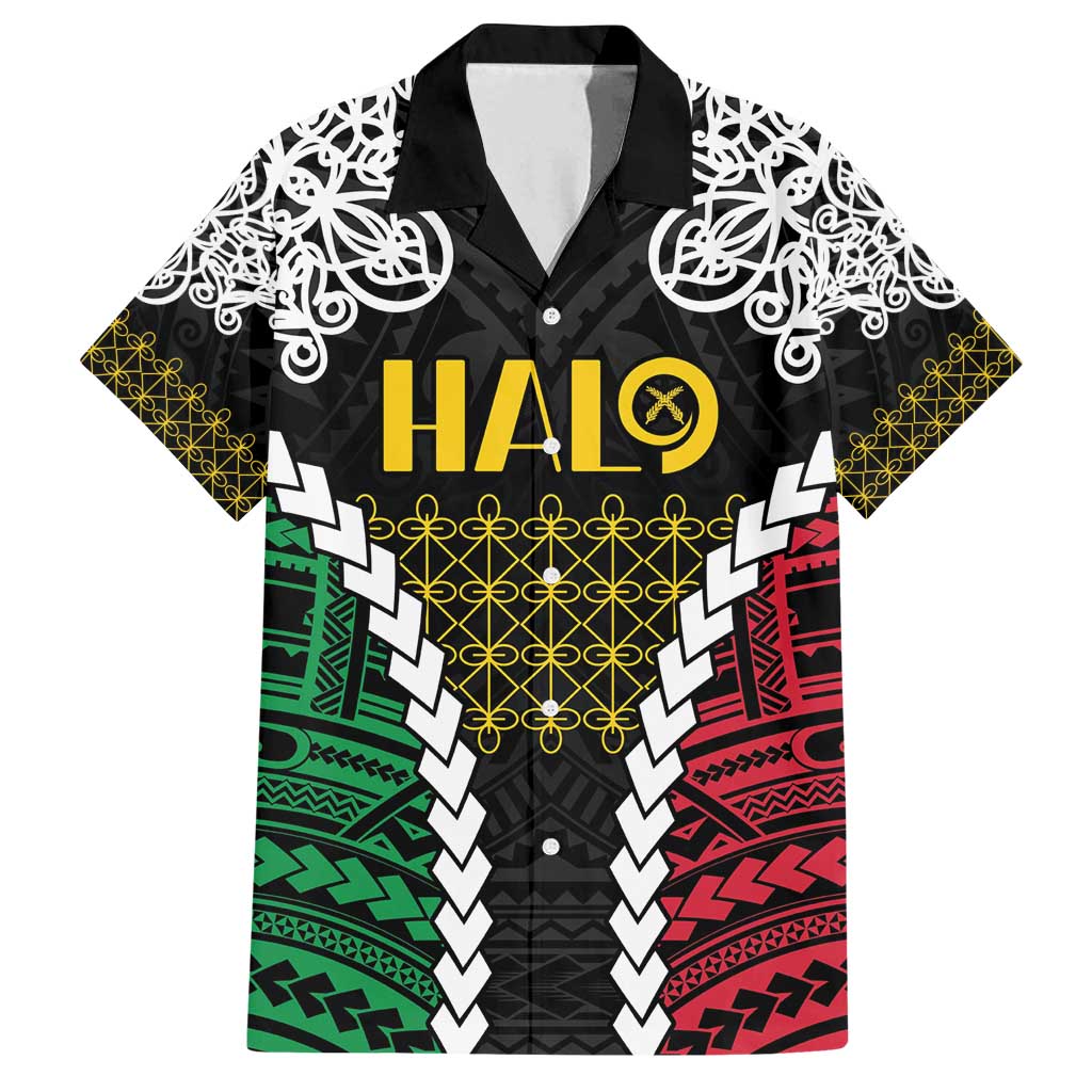 Halo Vanuatu Pride Family Matching Tank Maxi Dress and Hawaiian Shirt Vanuatuan Sand Drawing Pattern LT9 Dad's Shirt - Short Sleeve Black - Polynesian Pride