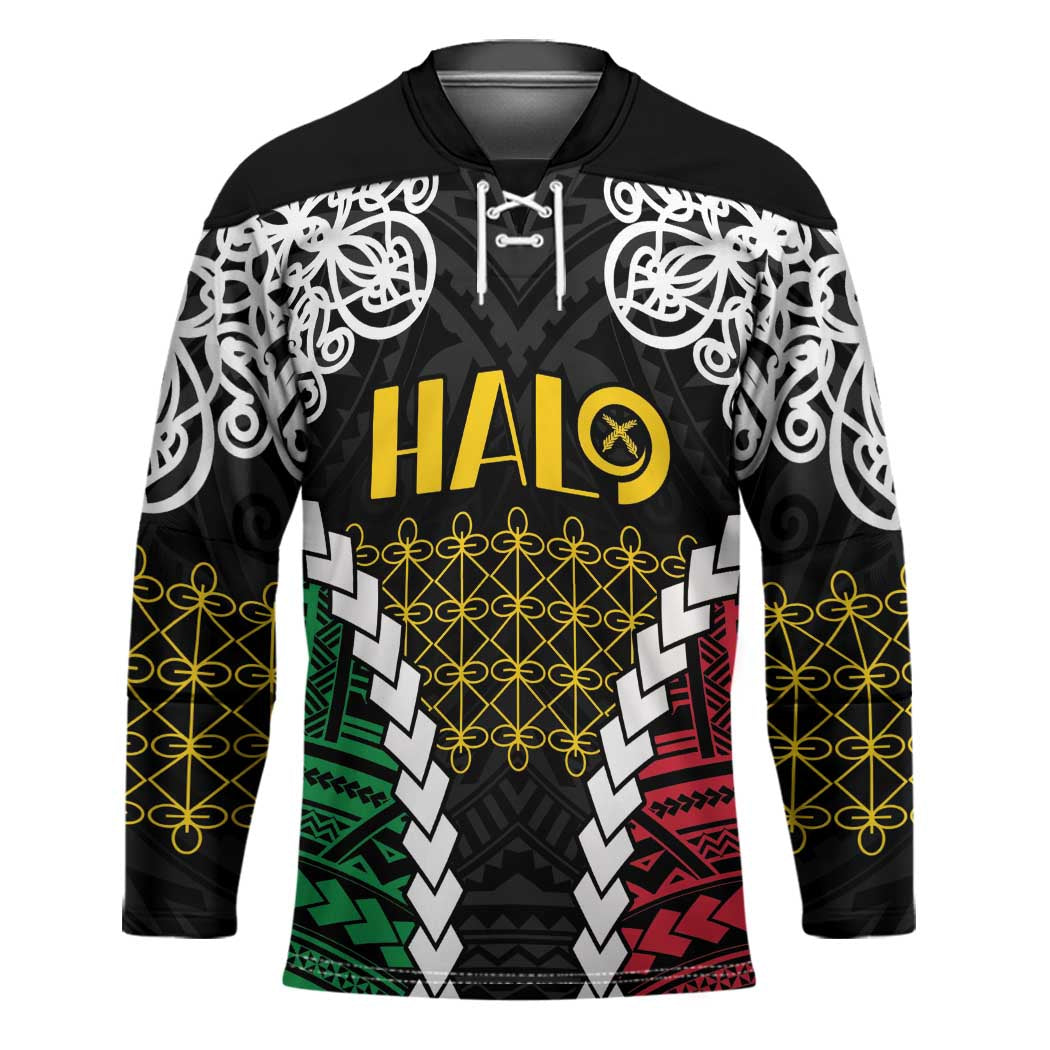 Halo Vanuatu Pride Hockey Jersey Vanuatuan Sand Drawing Pattern - Polynesian Pride