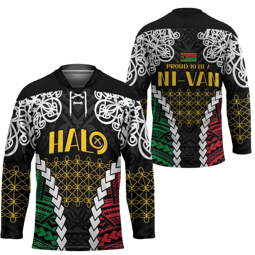 Halo Vanuatu Pride Hockey Jersey Vanuatuan Sand Drawing Pattern - Polynesian Pride