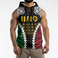 Halo Vanuatu Pride Sleeveless Hoodie Vanuatuan Sand Drawing Pattern LT9 - Polynesian Pride