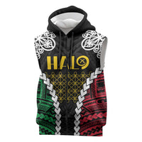 Halo Vanuatu Pride Sleeveless Zip Hoodie Vanuatuan Sand Drawing Pattern - Polynesian Pride