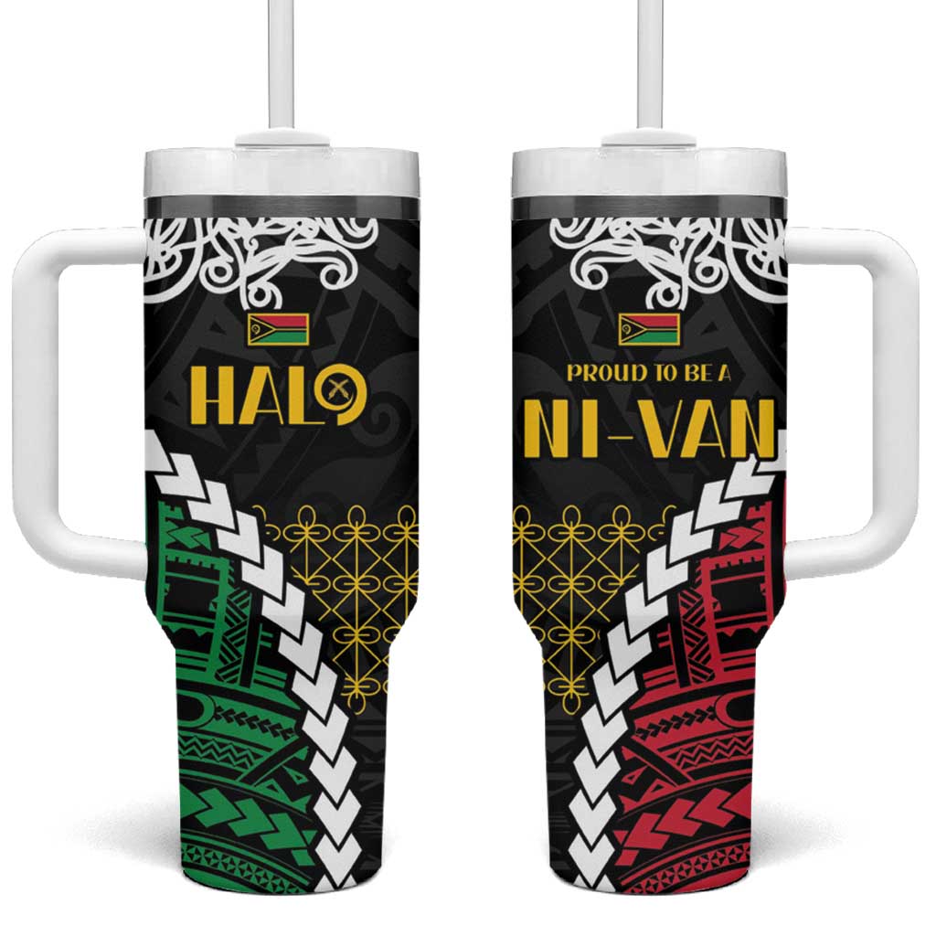 Halo Vanuatu Pride Tumbler With Handle Vanuatuan Sand Drawing Pattern
