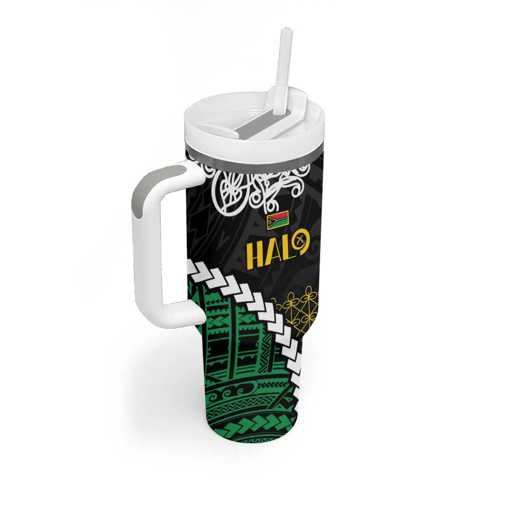 Halo Vanuatu Pride Tumbler With Handle Vanuatuan Sand Drawing Pattern