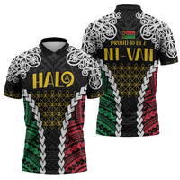 Halo Vanuatu Pride Zipper Polo Shirt Vanuatuan Sand Drawing Pattern LT9 - Polynesian Pride