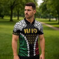 Halo Vanuatu Pride Zipper Polo Shirt Vanuatuan Sand Drawing Pattern LT9 - Polynesian Pride