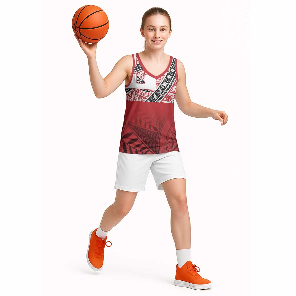 Malo e lelei Tonga Basketball Jersey Ngatu Tokelau Feletoa Fata Traditional Polynesian Pattern - Polynesian Pride