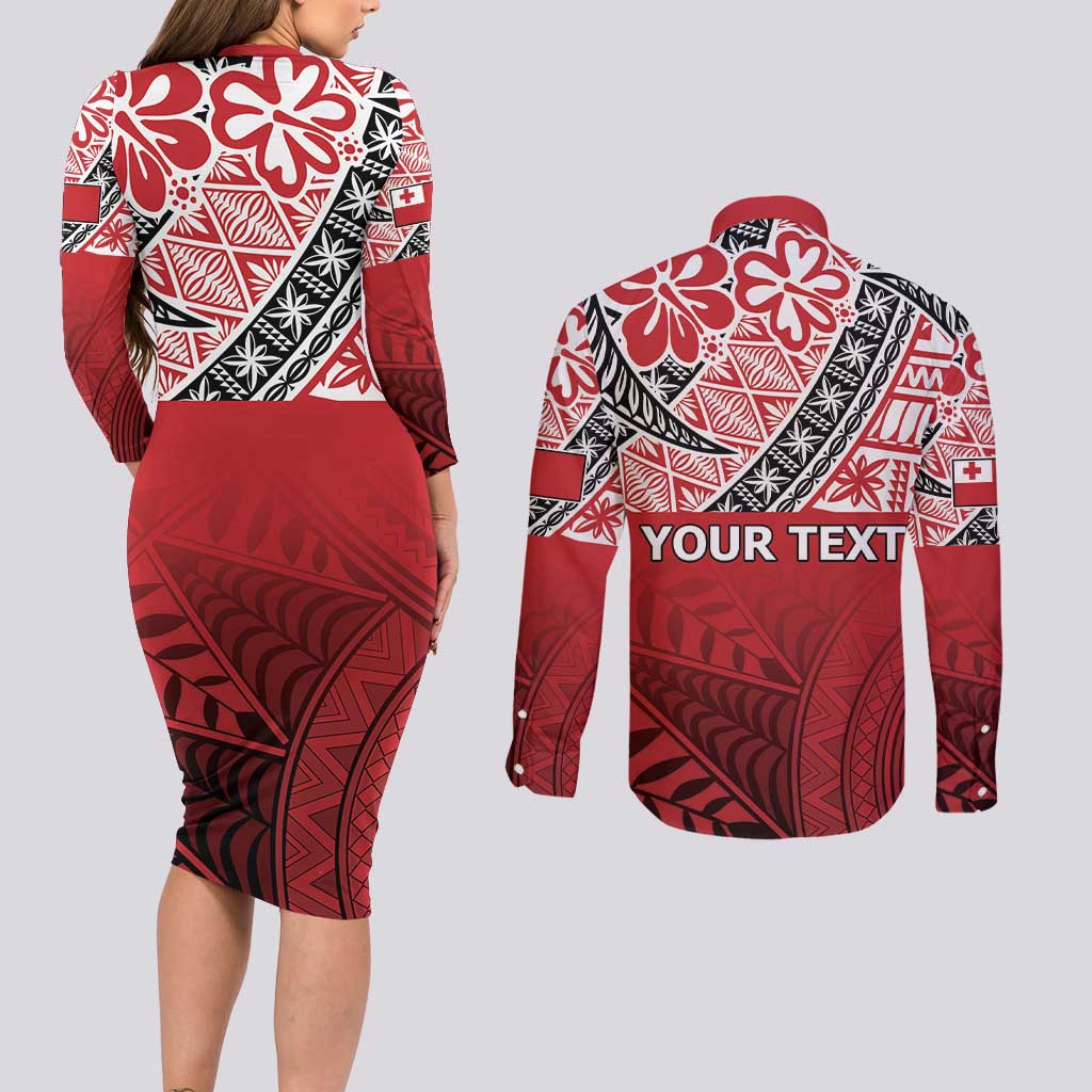Malo e lelei Tonga Couples Matching Long Sleeve Bodycon Dress and Long Sleeve Button Shirt Ngatu Tokelau Feletoa Fata Traditional Polynesian Pattern LT9 - Polynesian Pride