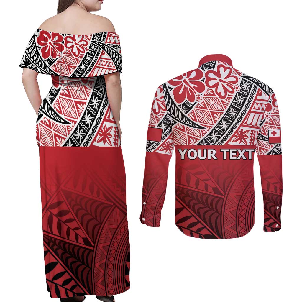 Malo e lelei Tonga Couples Matching Off Shoulder Maxi Dress and Long Sleeve Button Shirt Ngatu Tokelau Feletoa Fata Traditional Polynesian Pattern LT9 - Polynesian Pride