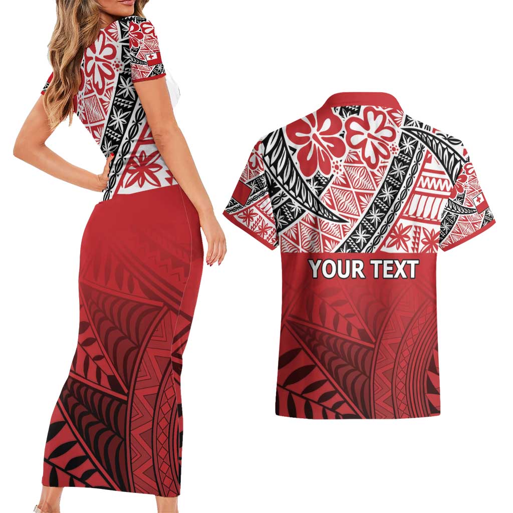Malo e lelei Tonga Couples Matching Short Sleeve Bodycon Dress and Hawaiian Shirt Ngatu Tokelau Feletoa Fata Traditional Polynesian Pattern LT9 - Polynesian Pride