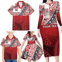 Malo e lelei Tonga Family Matching Long Sleeve Bodycon Dress and Hawaiian Shirt Ngatu Tokelau Feletoa Fata Traditional Polynesian Pattern LT9 - Polynesian Pride