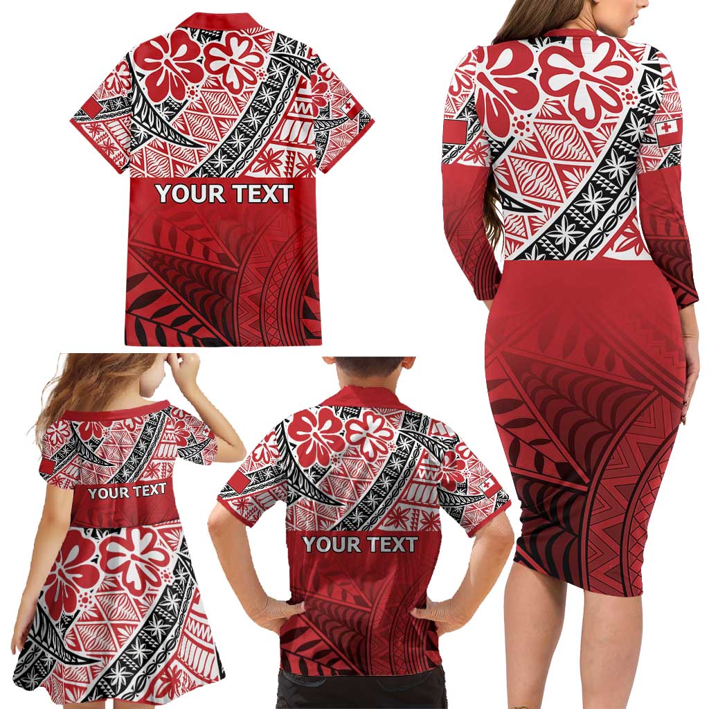 Malo e lelei Tonga Family Matching Long Sleeve Bodycon Dress and Hawaiian Shirt Ngatu Tokelau Feletoa Fata Traditional Polynesian Pattern LT9 - Polynesian Pride