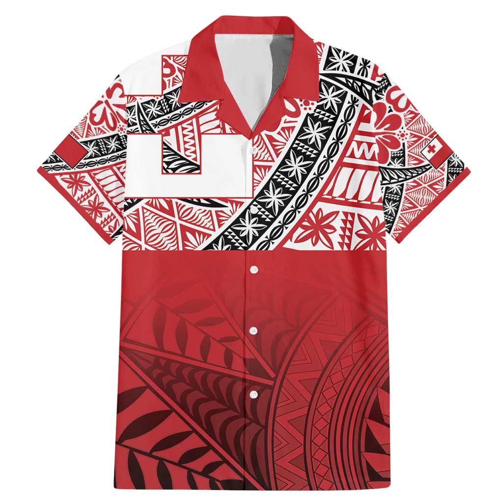 Malo e lelei Tonga Family Matching Mermaid Dress and Hawaiian Shirt Ngatu Tokelau Feletoa Fata Traditional Polynesian Pattern LT9 Dad's Shirt - Short Sleeve Red - Polynesian Pride