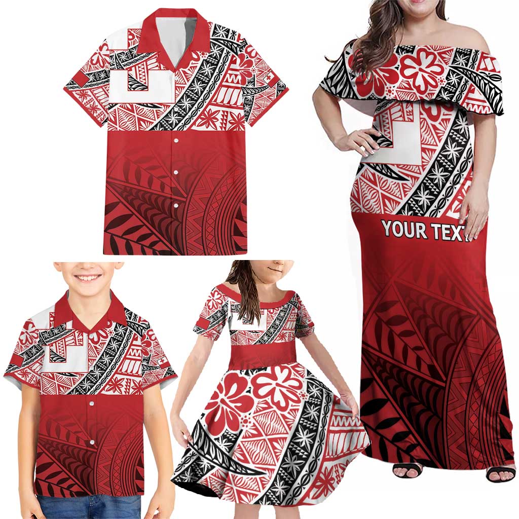 Malo e lelei Tonga Family Matching Off Shoulder Maxi Dress and Hawaiian Shirt Ngatu Tokelau Feletoa Fata Traditional Polynesian Pattern LT9 - Polynesian Pride