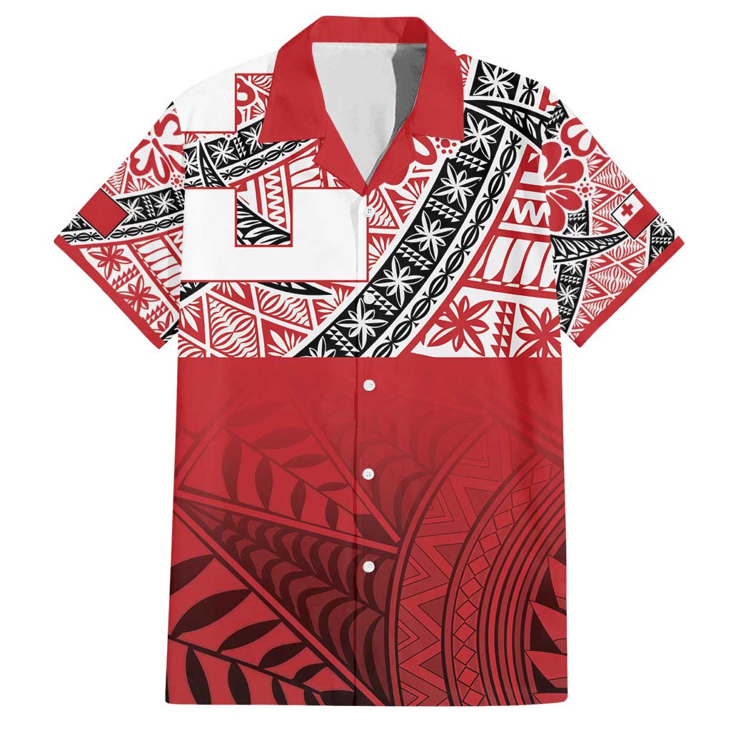 Malo e lelei Tonga Family Matching Off Shoulder Maxi Dress and Hawaiian Shirt Ngatu Tokelau Feletoa Fata Traditional Polynesian Pattern LT9 Dad's Shirt - Short Sleeve Red - Polynesian Pride