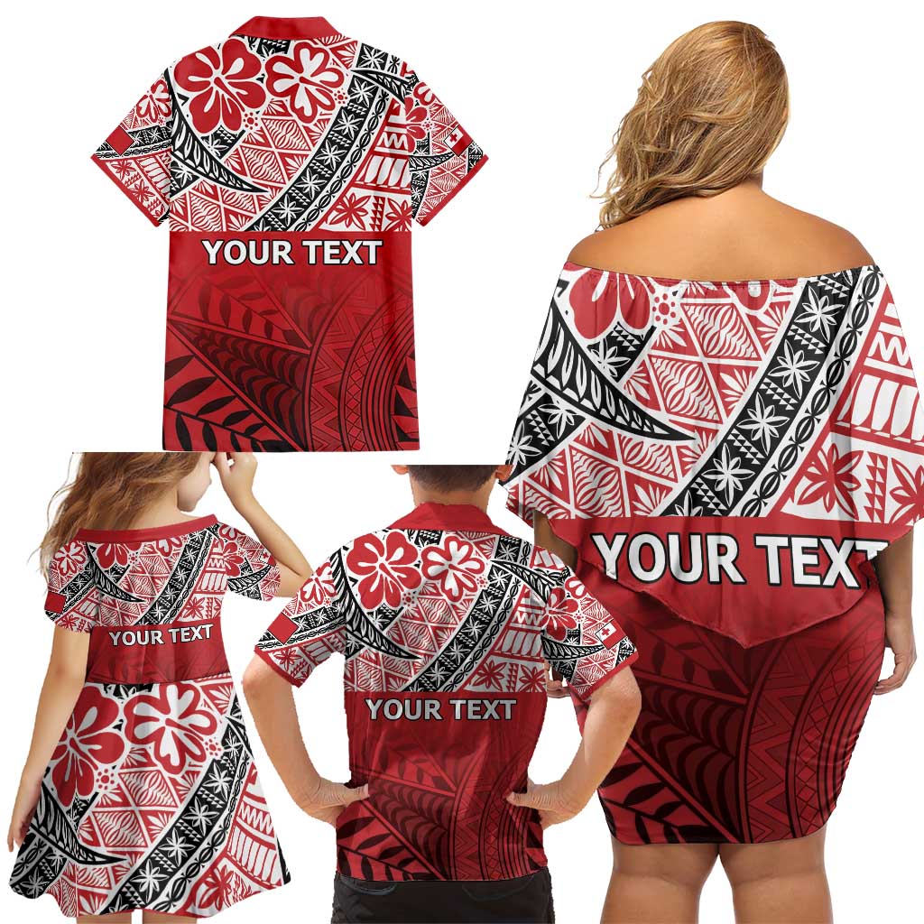 Malo e lelei Tonga Family Matching Off Shoulder Short Dress and Hawaiian Shirt Ngatu Tokelau Feletoa Fata Traditional Polynesian Pattern LT9 - Polynesian Pride
