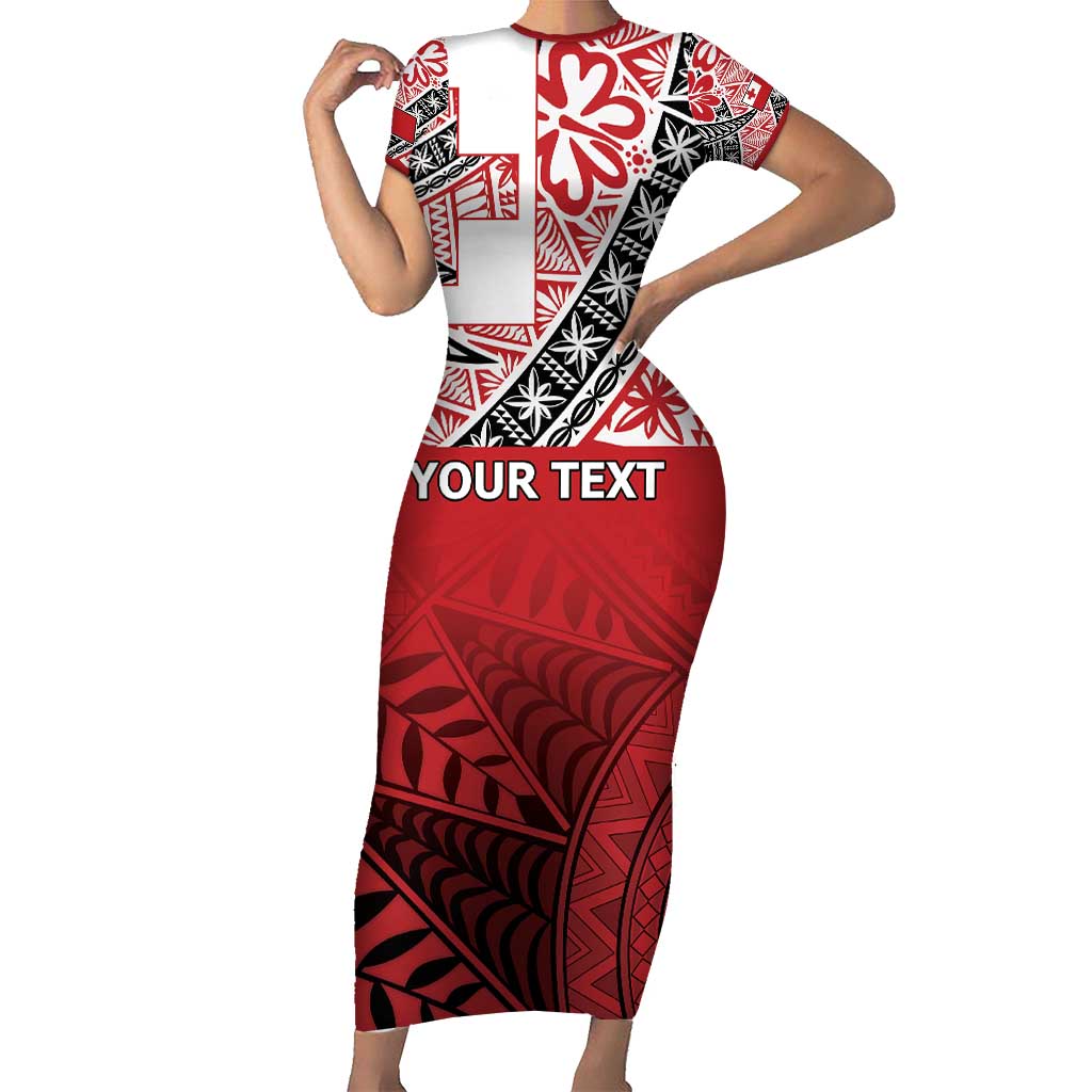 Malo e lelei Tonga Family Matching Short Sleeve Bodycon Dress and Hawaiian Shirt Ngatu Tokelau Feletoa Fata Traditional Polynesian Pattern LT9 Mom's Dress Red - Polynesian Pride