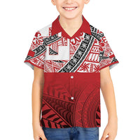 Malo e lelei Tonga Family Matching Short Sleeve Bodycon Dress and Hawaiian Shirt Ngatu Tokelau Feletoa Fata Traditional Polynesian Pattern LT9 Son's Shirt Red - Polynesian Pride