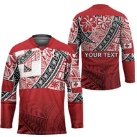 Malo e lelei Tonga Hockey Jersey Ngatu Tokelau Feletoa Fata Traditional Polynesian Pattern - Polynesian Pride
