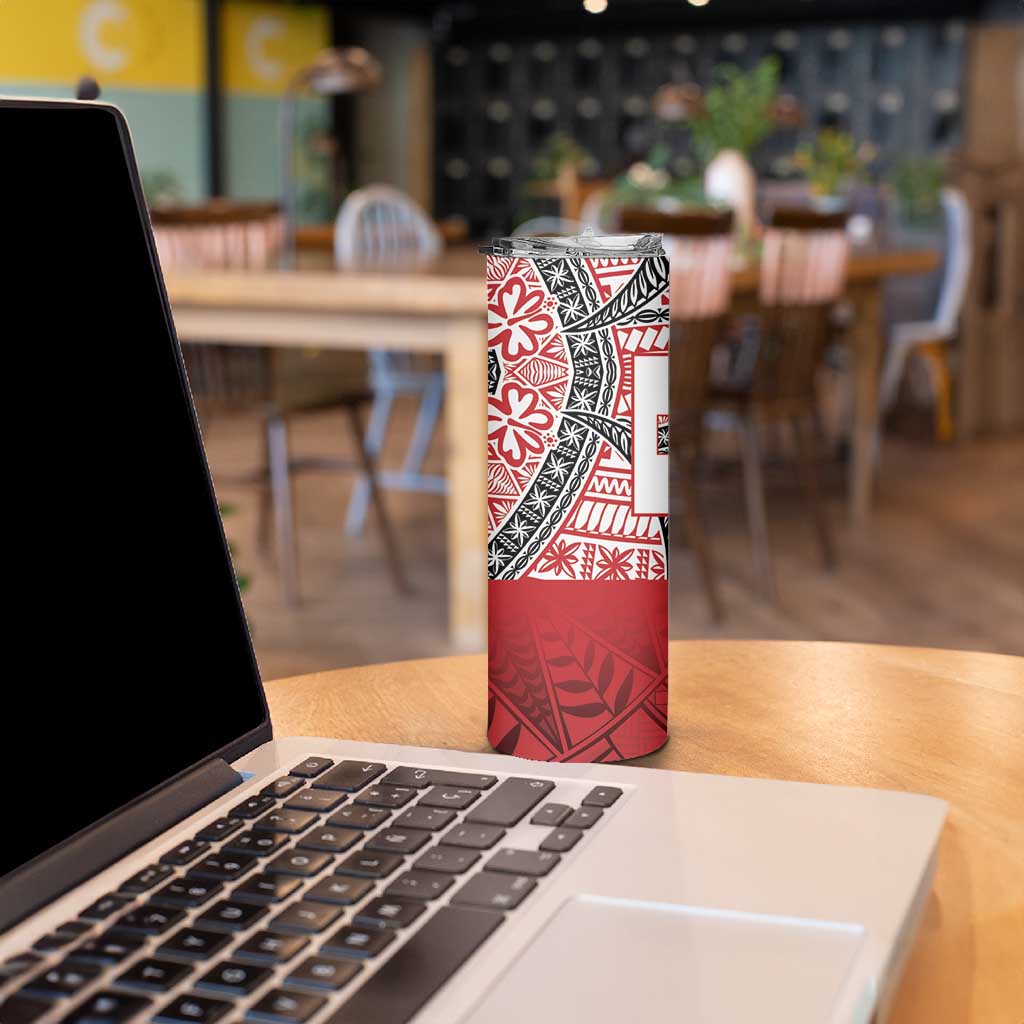 Malo e lelei Tonga Skinny Tumbler Ngatu Tokelau Feletoa Fata Traditional Polynesian Pattern LT9 - Polynesian Pride
