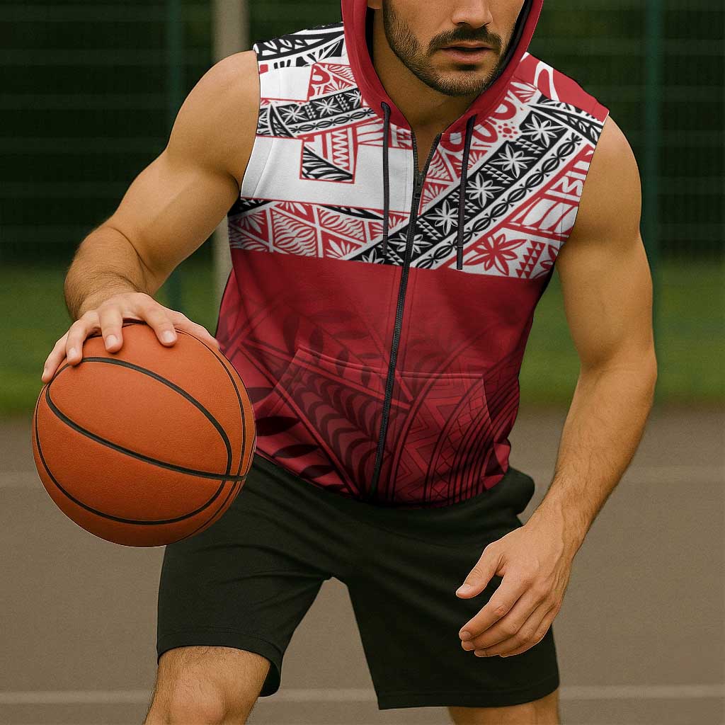 Malo e lelei Tonga Sleeveless Zip Hoodie Ngatu Tokelau Feletoa Fata Traditional Polynesian Pattern - Polynesian Pride