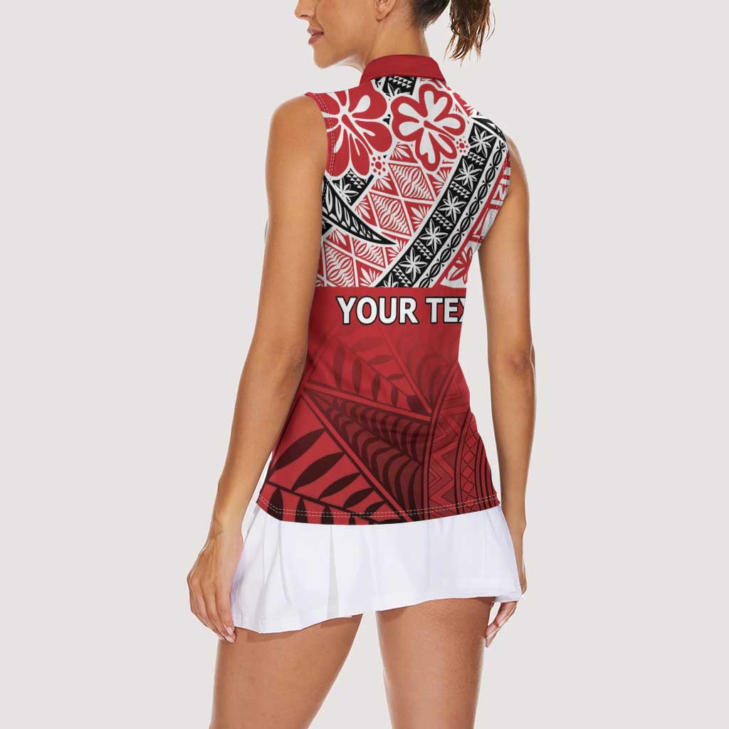 Malo e lelei Tonga Women Sleeveless Polo Shirt Ngatu Tokelau Feletoa Fata Traditional Polynesian Pattern LT9 - Polynesian Pride