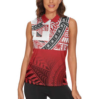 Malo e lelei Tonga Women Sleeveless Polo Shirt Ngatu Tokelau Feletoa Fata Traditional Polynesian Pattern LT9 - Polynesian Pride