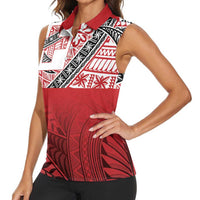 Malo e lelei Tonga Women Sleeveless Polo Shirt Ngatu Tokelau Feletoa Fata Traditional Polynesian Pattern LT9 - Polynesian Pride