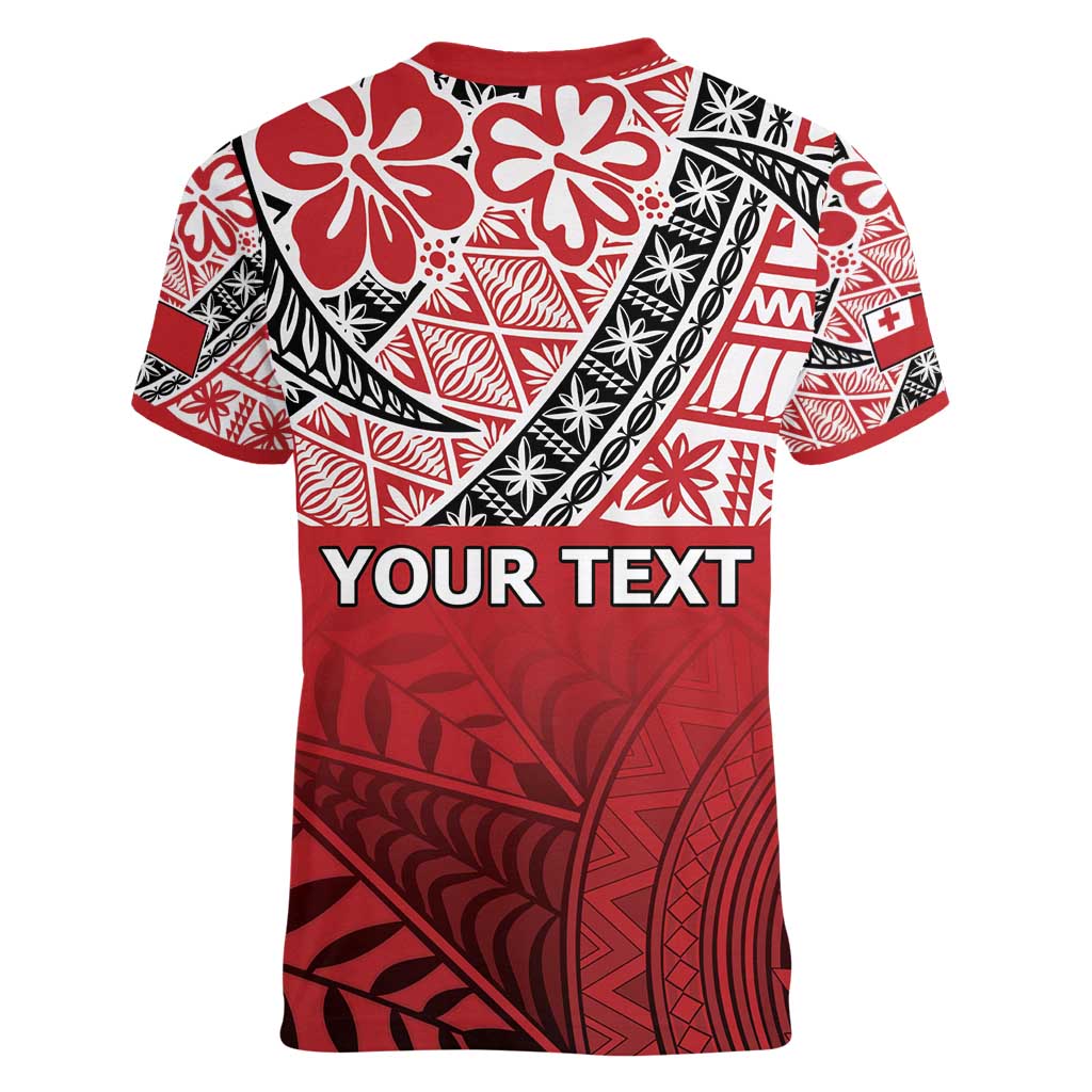 Malo e lelei Tonga Women V-Neck T-Shirt Ngatu Tokelau Feletoa Fata Traditional Polynesian Pattern LT9 - Polynesian Pride