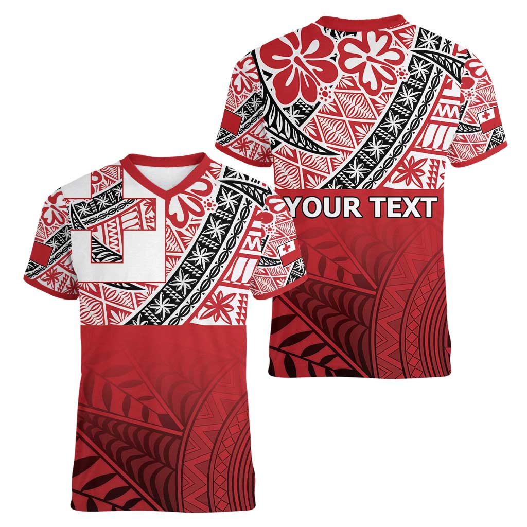 Malo e lelei Tonga Women V-Neck T-Shirt Ngatu Tokelau Feletoa Fata Traditional Polynesian Pattern LT9 - Polynesian Pride