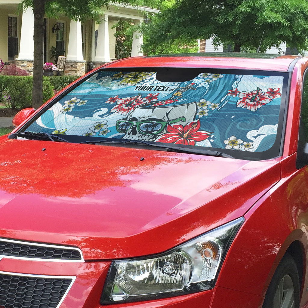 Hawaii Santa Skeleton Surfing Personalized Auto Sun Shade Mele Kalikimaka i Iulai! LT9 - Polynesian Pride