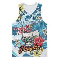 Hawaii Santa Skeleton Surfing Personalized Basketball Jersey Mele Kalikimaka i Iulai! LT9 Unisex Blue - Polynesian Pride