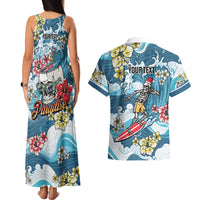 Hawaii Santa Skeleton Surfing Personalized Couples Matching Tank Maxi Dress and Hawaiian Shirt Mele Kalikimaka i Iulai! LT9 - Polynesian Pride