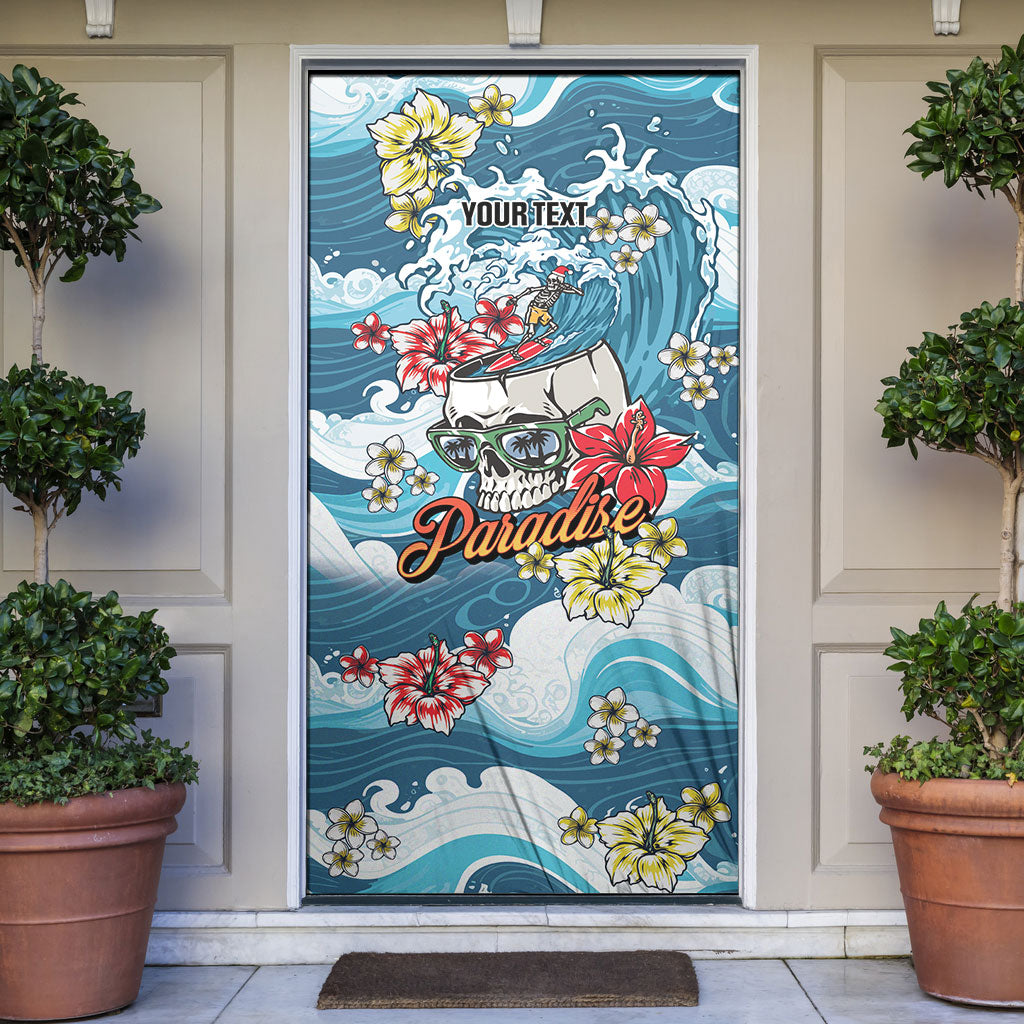 Hawaii Santa Skeleton Surfing Personalized Door Cover Mele Kalikimaka i Iulai!