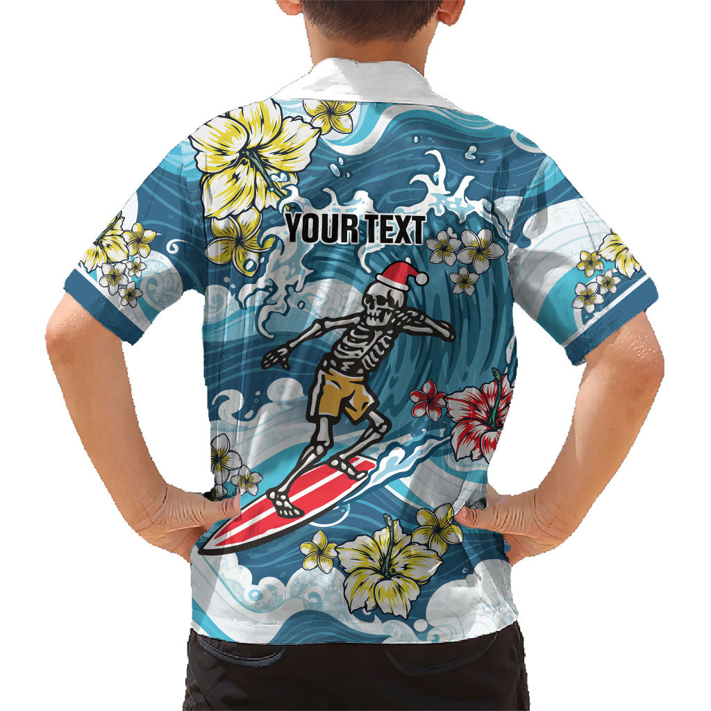Hawaii Santa Skeleton Surfing Personalized Family Matching Mermaid Dress and Hawaiian Shirt Mele Kalikimaka i Iulai! LT9 - Polynesian Pride