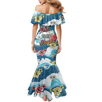 Hawaii Santa Skeleton Surfing Personalized Family Matching Mermaid Dress and Hawaiian Shirt Mele Kalikimaka i Iulai! LT9 - Polynesian Pride