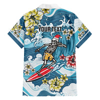 Hawaii Santa Skeleton Surfing Personalized Family Matching Off Shoulder Maxi Dress and Hawaiian Shirt Mele Kalikimaka i Iulai! LT9 - Polynesian Pride