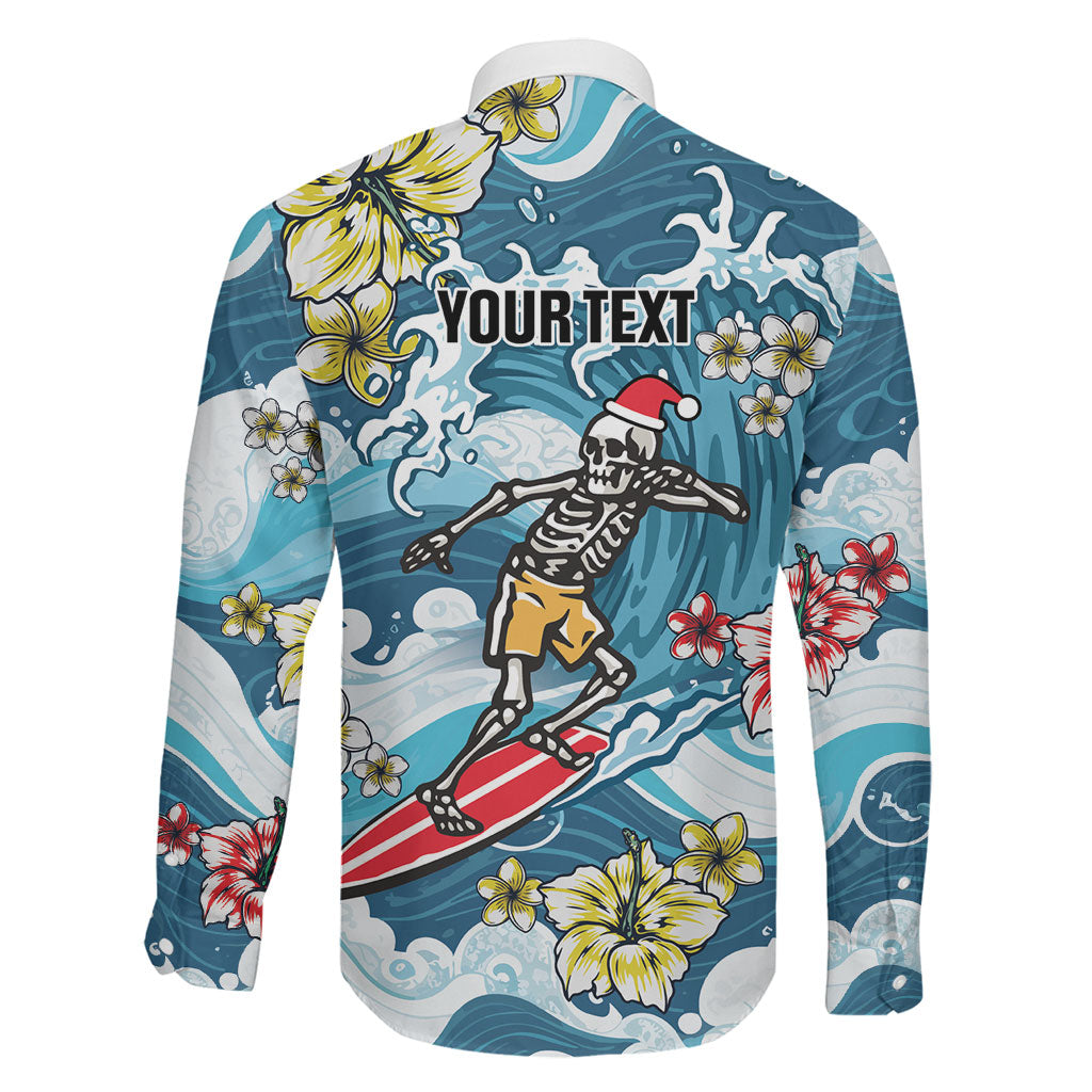 Hawaii Santa Skeleton Surfing Personalized Family Matching Puletasi and Hawaiian Shirt Mele Kalikimaka i Iulai! LT9 - Polynesian Pride