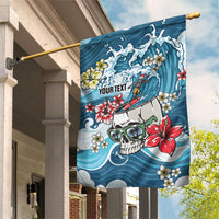 Hawaii Santa Skeleton Surfing Personalized Garden Flag Mele Kalikimaka i Iulai! LT9 House Flag Blue - Polynesian Pride