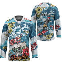Hawaii Santa Skeleton Surfing Personalized Hockey Jersey Mele Kalikimaka i Iulai! LT9 - Polynesian Pride