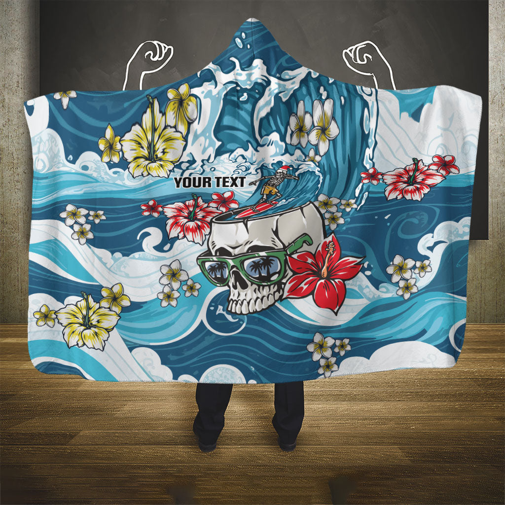 Hawaii Santa Skeleton Surfing Personalized Hooded Blanket Mele Kalikimaka i Iulai! LT9 - Polynesian Pride