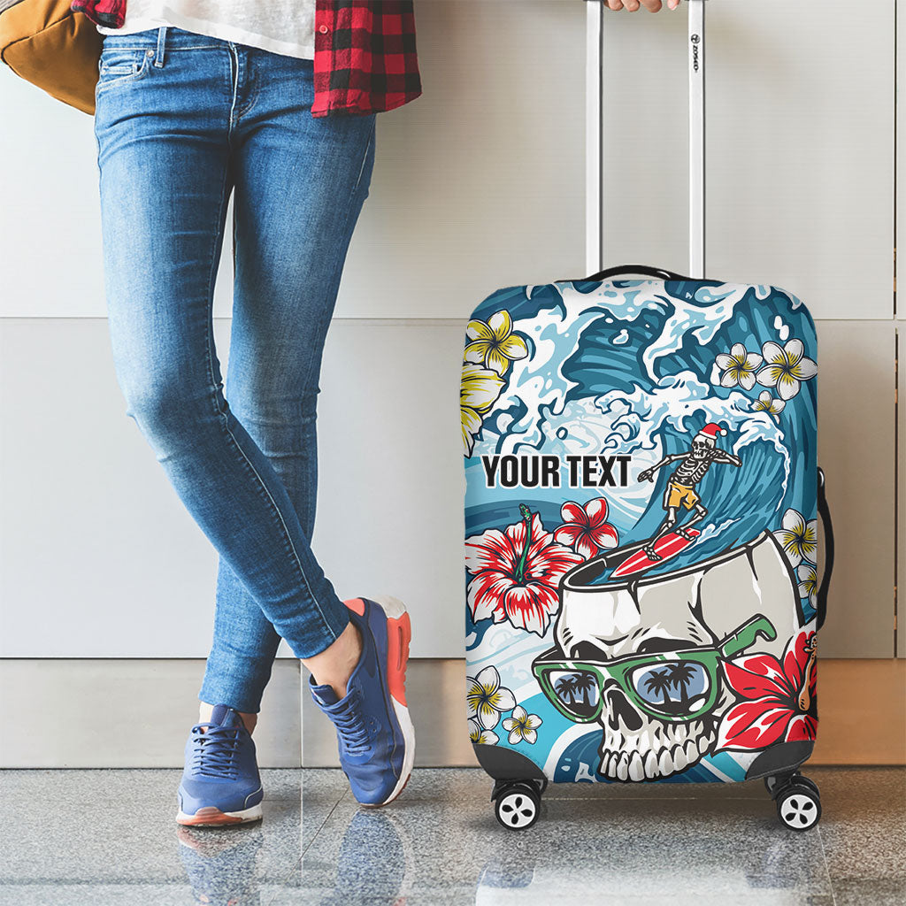 Hawaii Santa Skeleton Surfing Personalized Luggage Cover Mele Kalikimaka i Iulai!