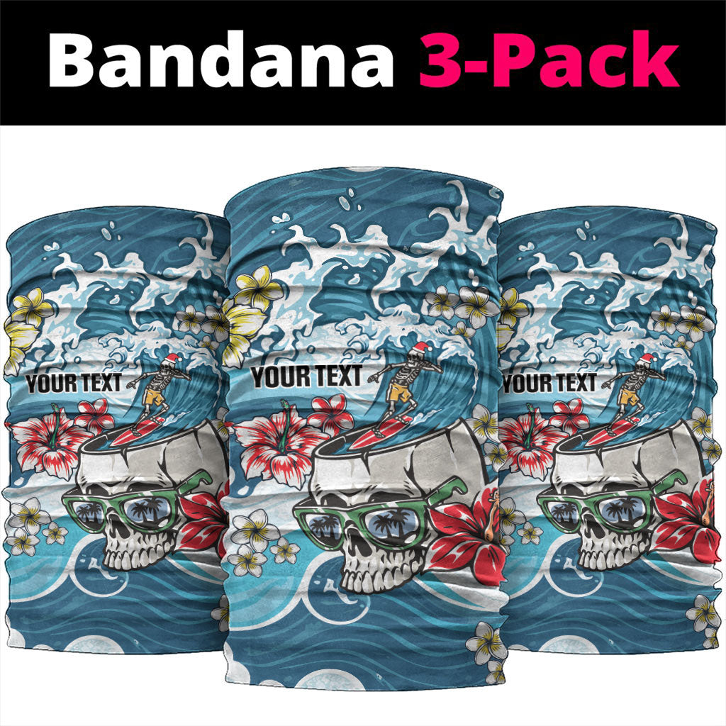 Hawaii Santa Skeleton Surfing Personalized Neck Gaiter Mele Kalikimaka i Iulai! LT9 package One Size: 25*50cm Blue - Polynesian Pride